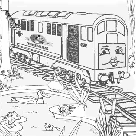 Coloring Sheets  Kids on Engine At Sodor Duck Pond Frogs And Fish Colouring Pages Kids Activity