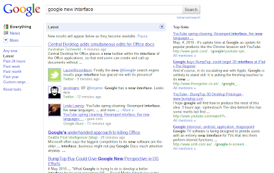 Google's new search result page layout May 5, 2010