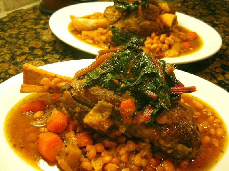 Red, White and Food Lamb Shank Cassoulet and Red Chard