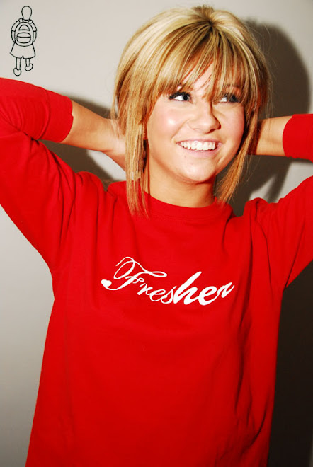 Jessica in red fresher tee