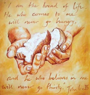 hands of Jesus Christ with bread pieces john 6 35 bible verse blood of life drawing art hd(hq) wallpaper free Christian religious pictures download