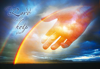 The lord shall help you letters and blue sky background and god hands to help hd(hq) Christian dekstop background wallpaper