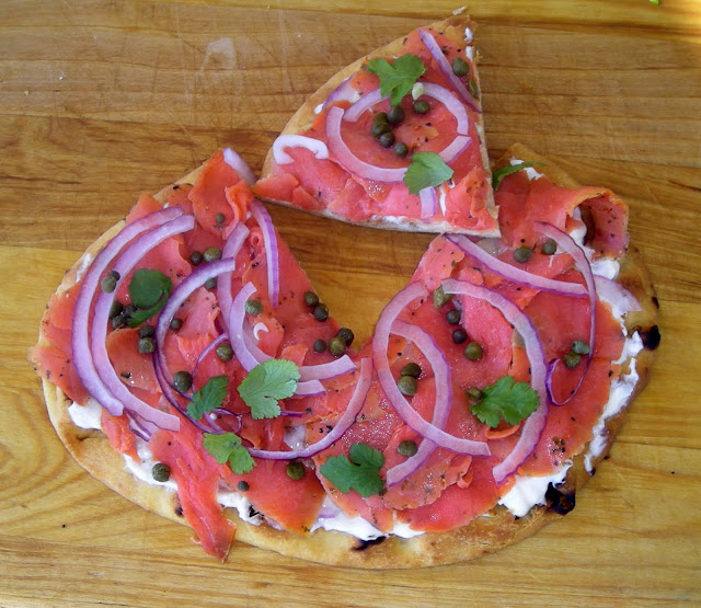 My Carolina Kitchen Jacques Pepin's Smoked Salmon Pizza on Naan Flatbread