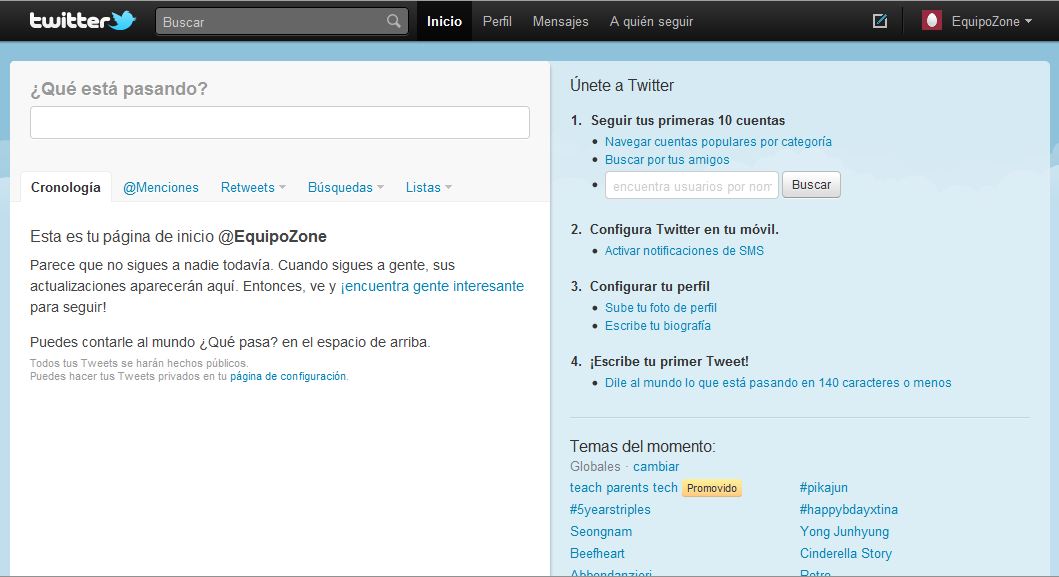 ahora seguiremos tres de los cuatros pasos que nos sugiere twitter que