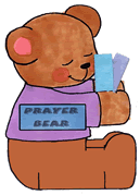 Bear cartoon reading "Prayer Bear"