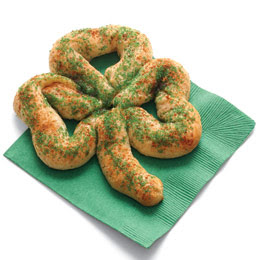 Shamrock pretzels with green sugar