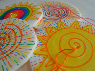 Foam boards with sun patterns on them