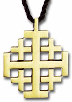 Gold Jerusalem cross medallion