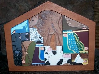 Wooden puzzle nativity scene.