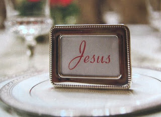 Plate with Jesus placecard on it
