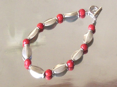 Bali silver and red agate bracelet - $45