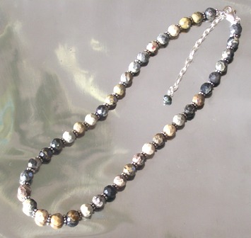 Faceted jasper beads with sterling silver spacers necklace - goes with everything $38