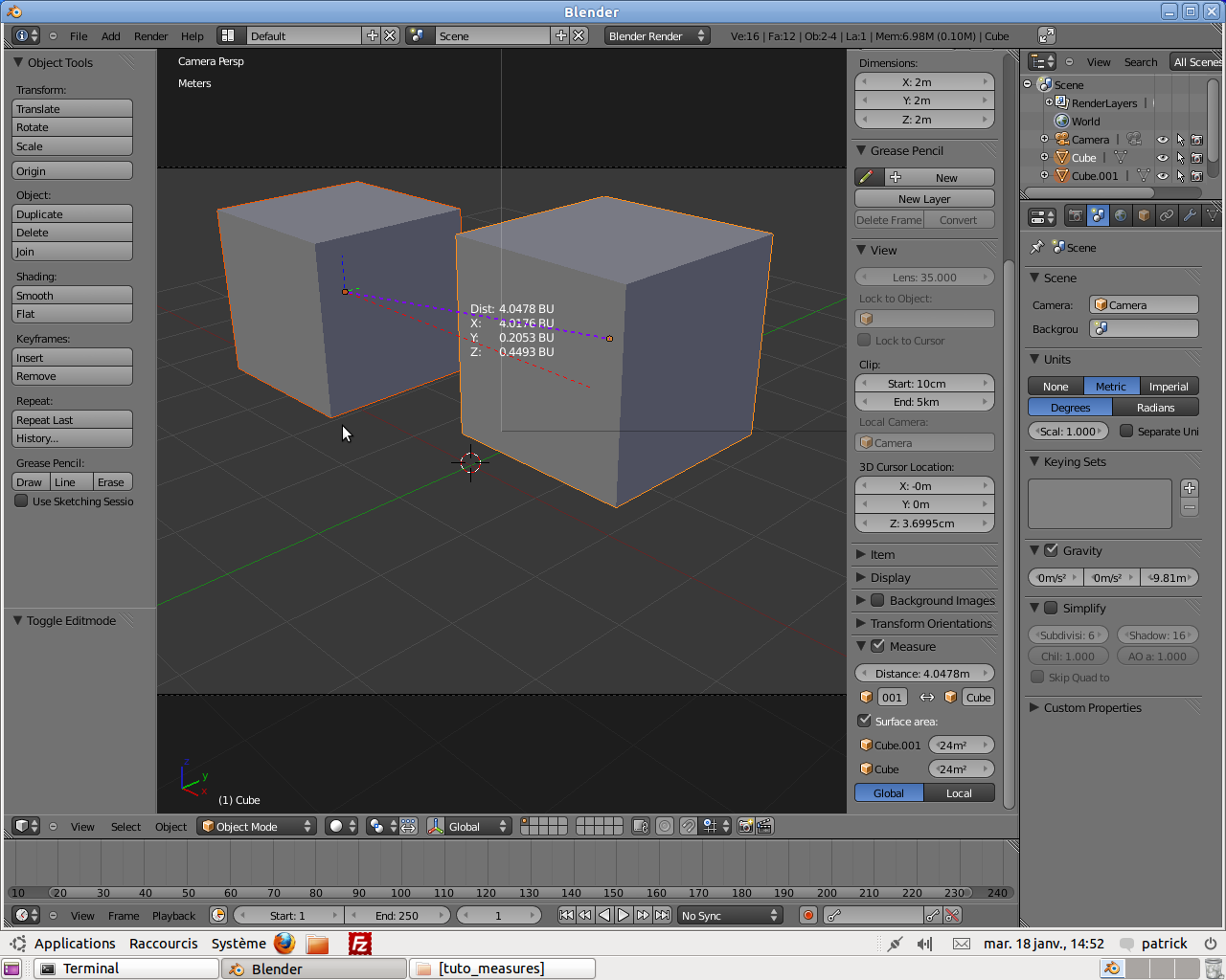 Blender4d Tutoriel unités de mesures Blender 2.5x