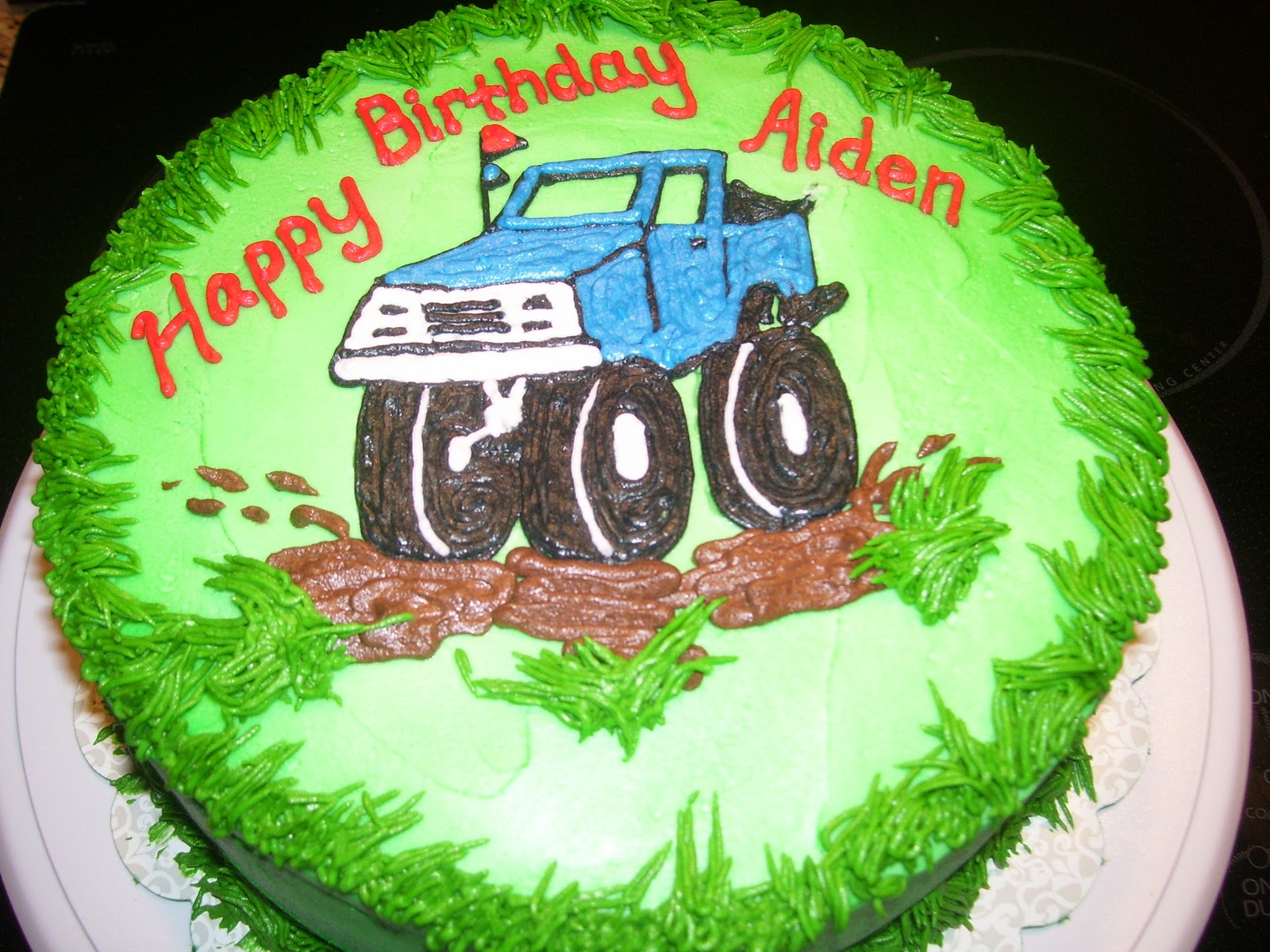Vicki's Sweet Treats Happy Birthday Aiden Monster Truck Cake
