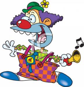 [0511-0702-2316-3524_Clown_Wearing_Costume_and_Makeup_and_Tooting_a_Horn_clipart_image.jpg]