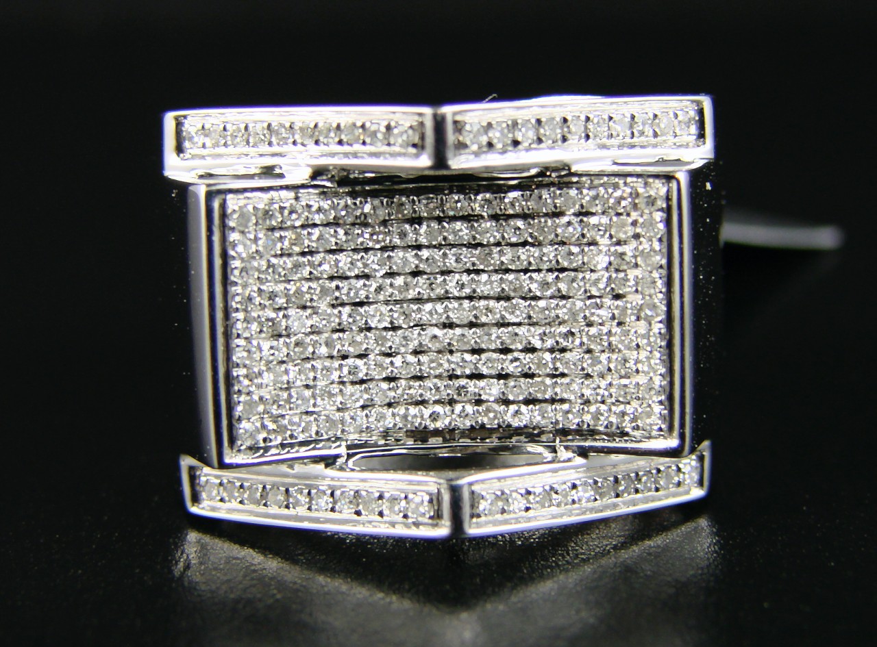 new_york_jewels MENS WHITE GOLD FINISH PINKY SI DIAMOND XL RING .75 CT