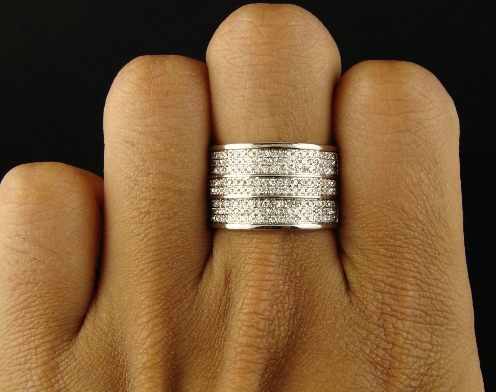 new_york_jewels MENS WHITE GOLD PAVE PINKY CHANNEL DIAMOND RING 1.35 CT