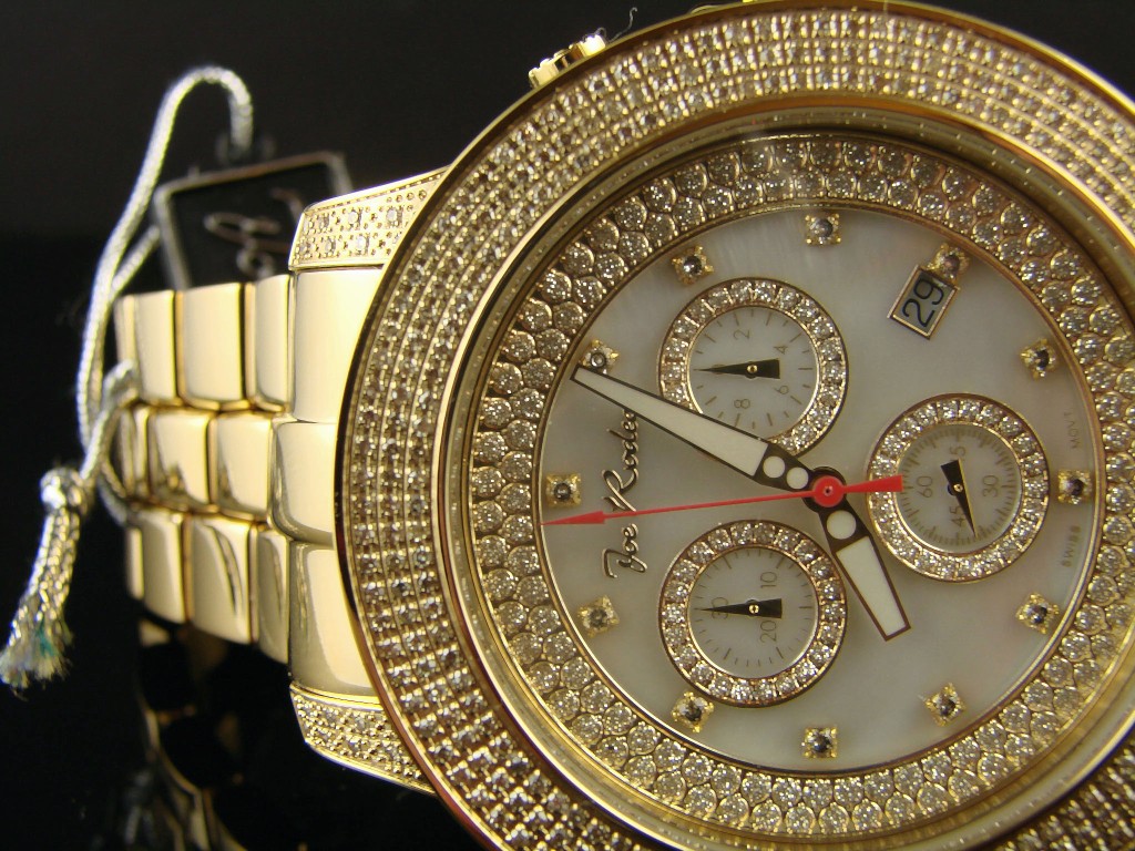 new_york_jewels: JOE RODEO/JOJO PILOT GOLD DIAMOND CHRONO WATCH 3.15 CT