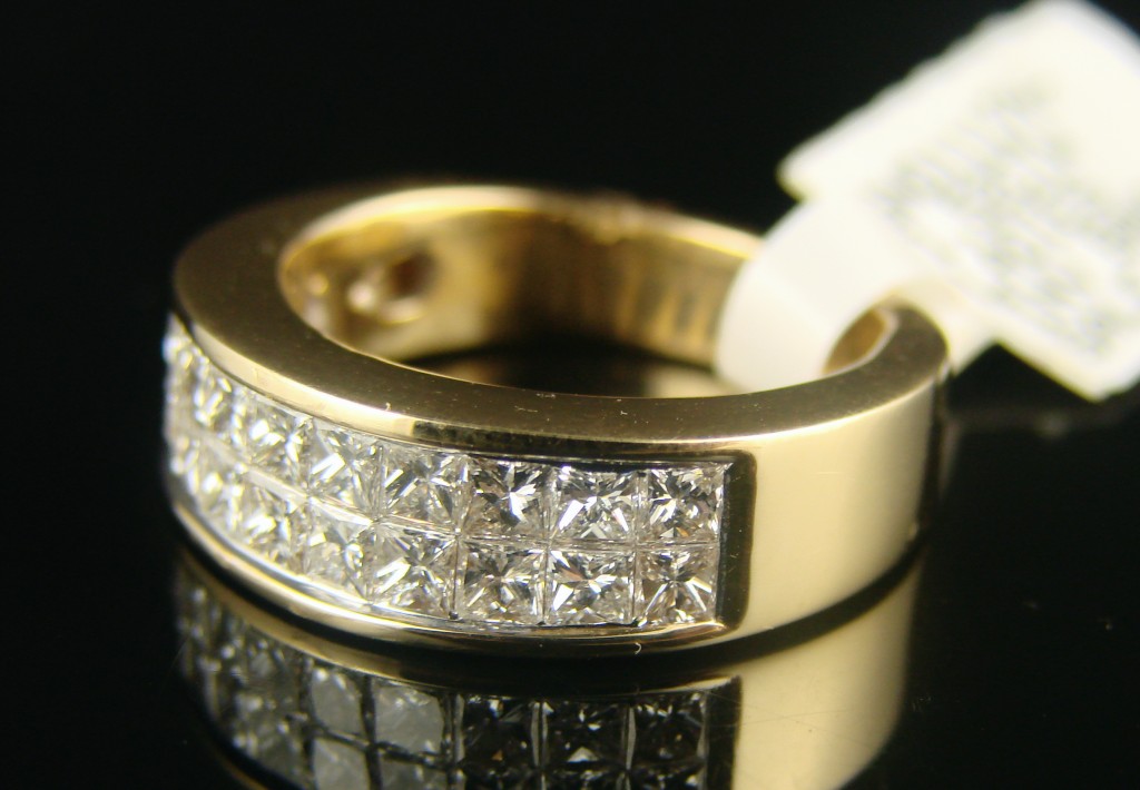 new_york_jewels MENS/LADIES 2 ROW PRINCESS CUT DIAMOND BAND RING 1.85