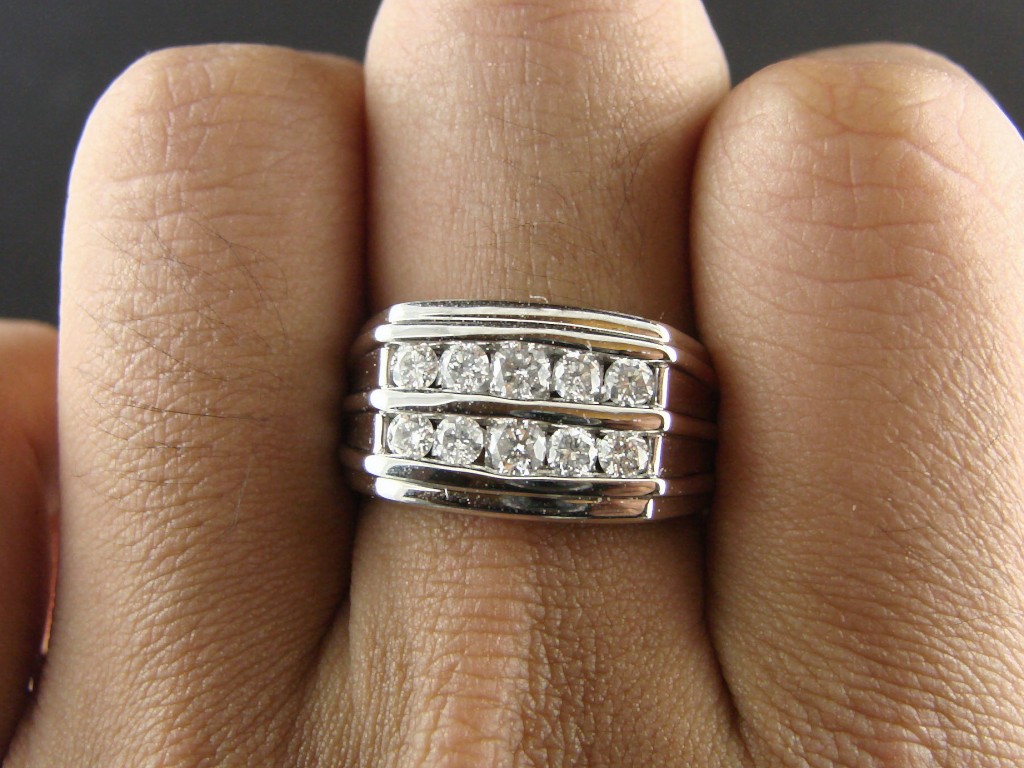 new_york_jewels MENS 2 ROW BIG DIAMOND WEDDING BAND RING SI 1.25 CT