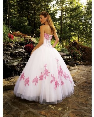 Vestidos de 15 color blanco y rosa Outlet