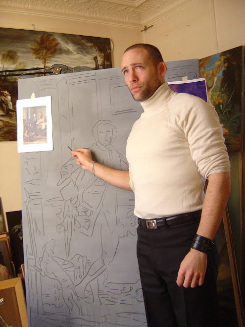Raphaël DAGHER ,préparation d'un tableau.