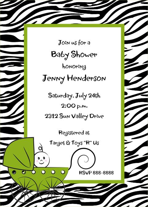 20 Zebra Print Baby Shower Invitations Pink Blue Green