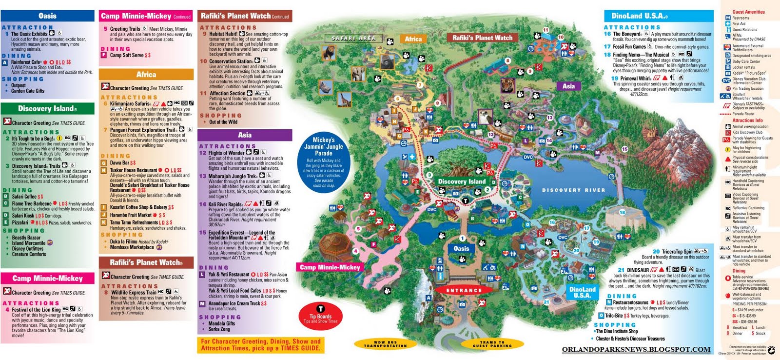 Disney's Animal Kingdom park map - Orlando Theme Park News