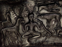 Cernunnos is a pagan Celtic god represented by the horned figure on the Gundestrup Cauldron discovered in Denmark in 1891