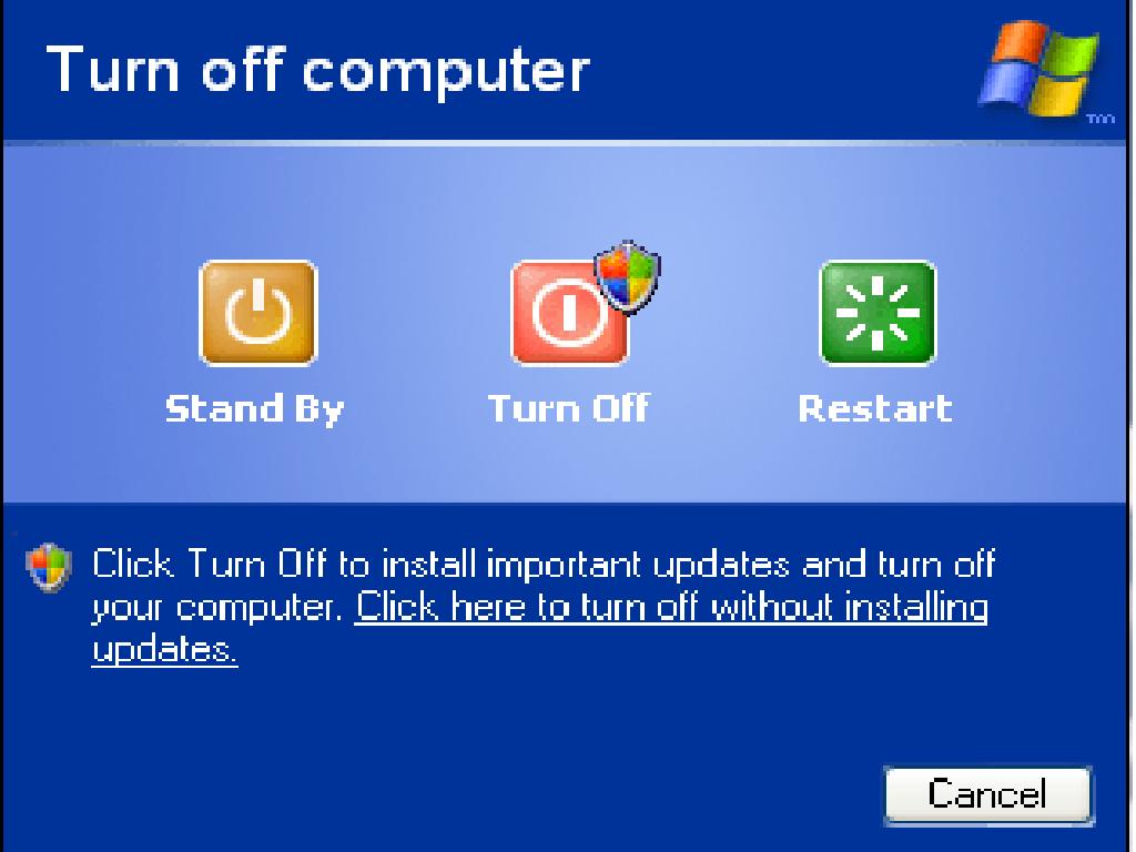 Import updater. Turn off Computer. Restart Windows. Windows XP turn off Computer. Перезагрузка Windows.
