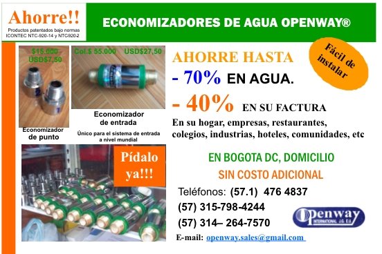 ECONOMIZADORES DE AGUA, AHORRE 40% EN SU FACTURA
