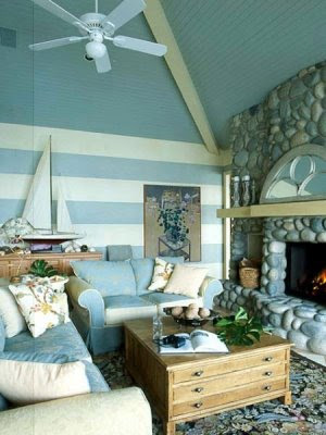 blue stripes living room