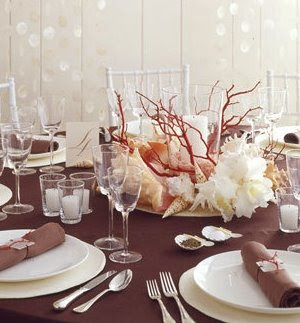 shell and coral table centerpiece