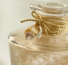 decorate jar with twine and shells