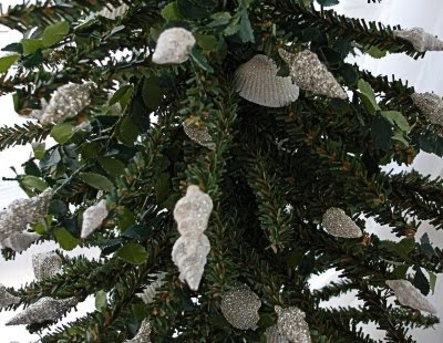 glittered seashell Christmas ornaments