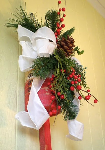 nautical buoy dressed as a holiday wreath