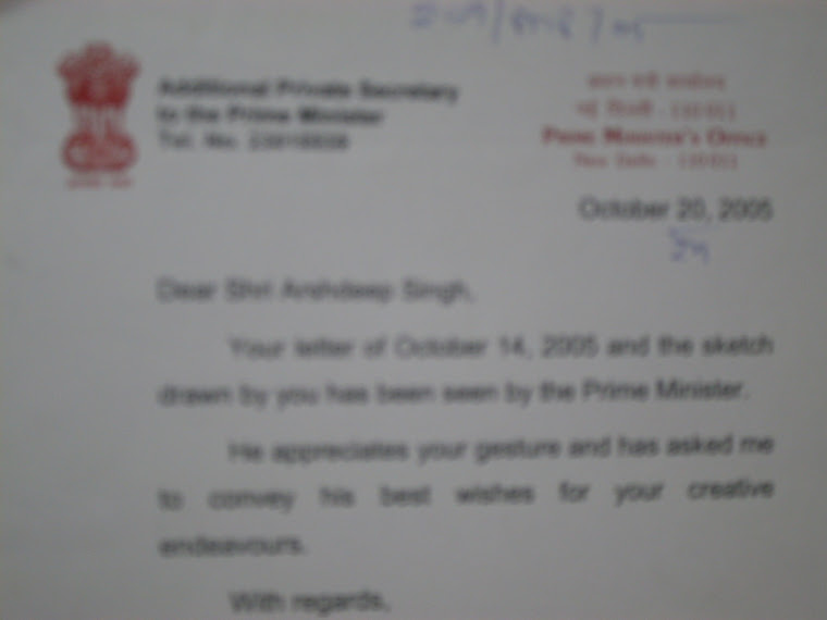 Letter from PM.Manmohan Singh