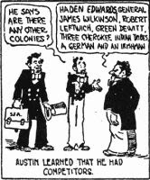 single panel 'Austin learned he had competitors' from 'Texas History Movies'