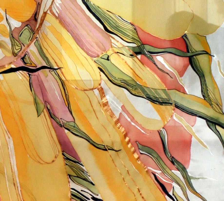 dgmart SILK Hand painted silk curtains Sunflower