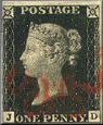 le one penny black premier timbre poste apparu le 6 mai 1840 en Angleterre