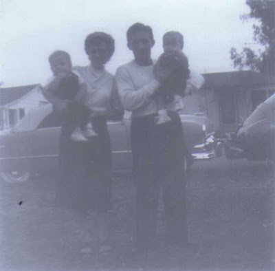 Del and Louis Holding Twins - circa 1950
