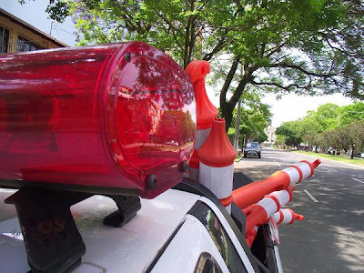 EPTC barra sinalizadora giroflex de viatura na Rua Professor Cristiano Fischer, blog de Porto Alegre