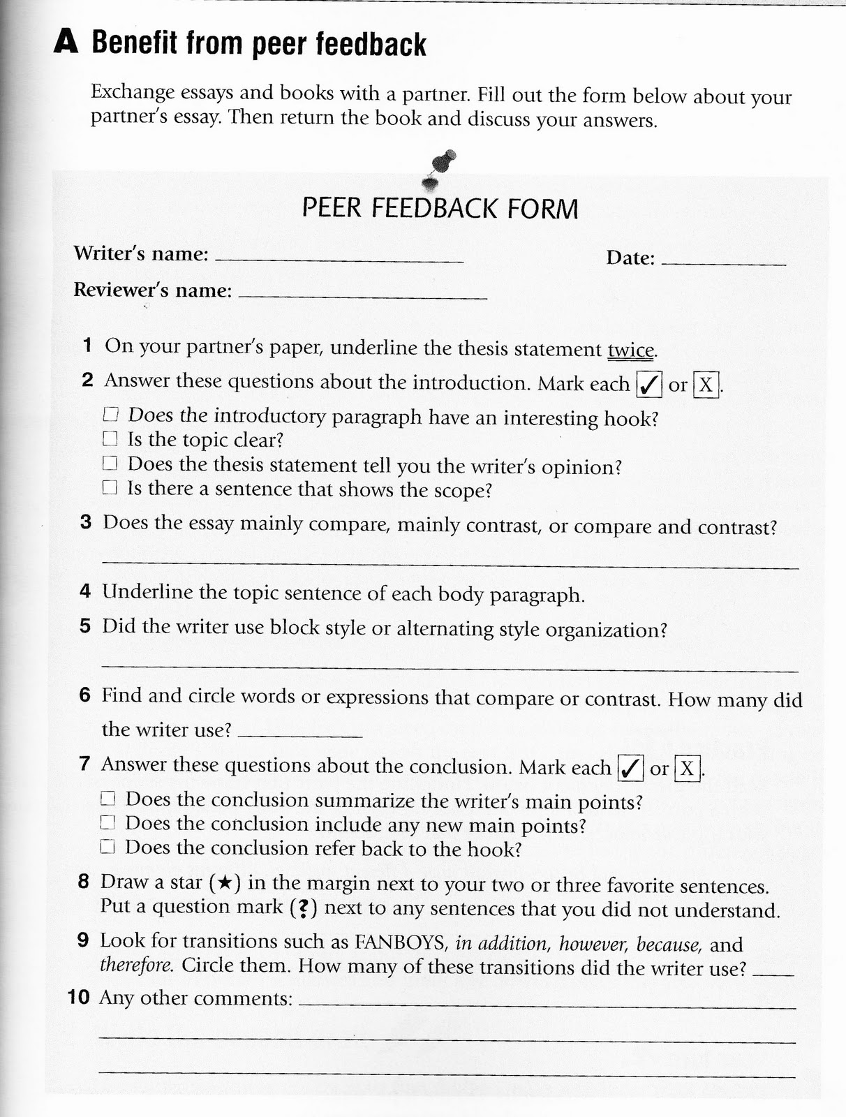 Peer feedback essay image