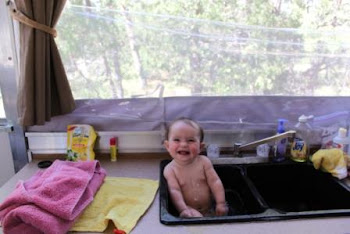 Loving bath time in the camper...this tub is perfect for me!