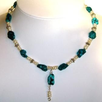 Turquoise & Seed Pearl Necklace