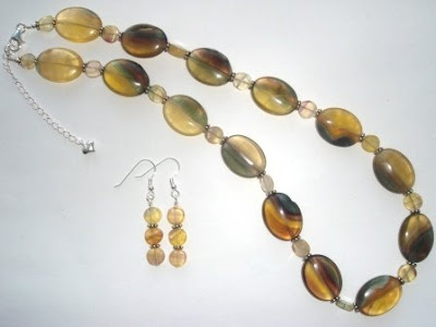 Yellow Fluorite Necklace and Earrings