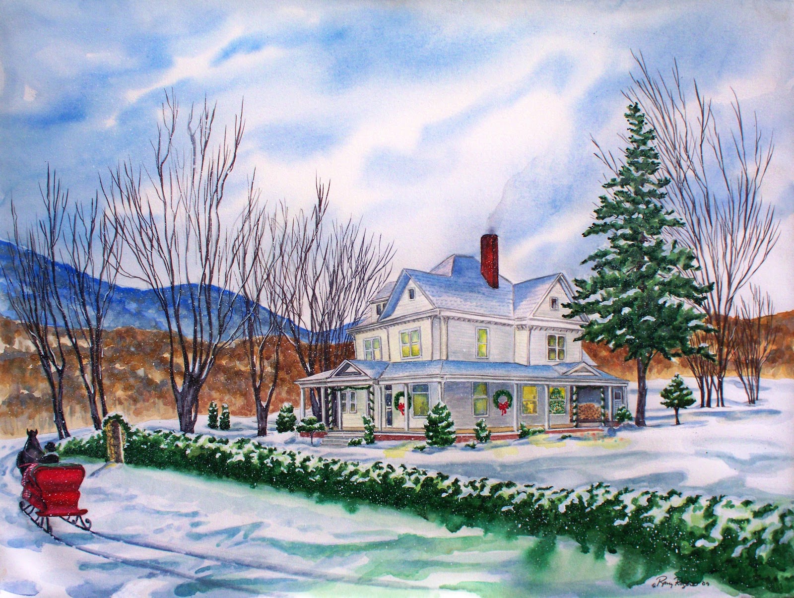 One Pic Christmas Poster House Painting