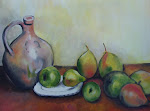 My first painting. Study of Paul Cezanne's Pitcher, Fruit and Plate