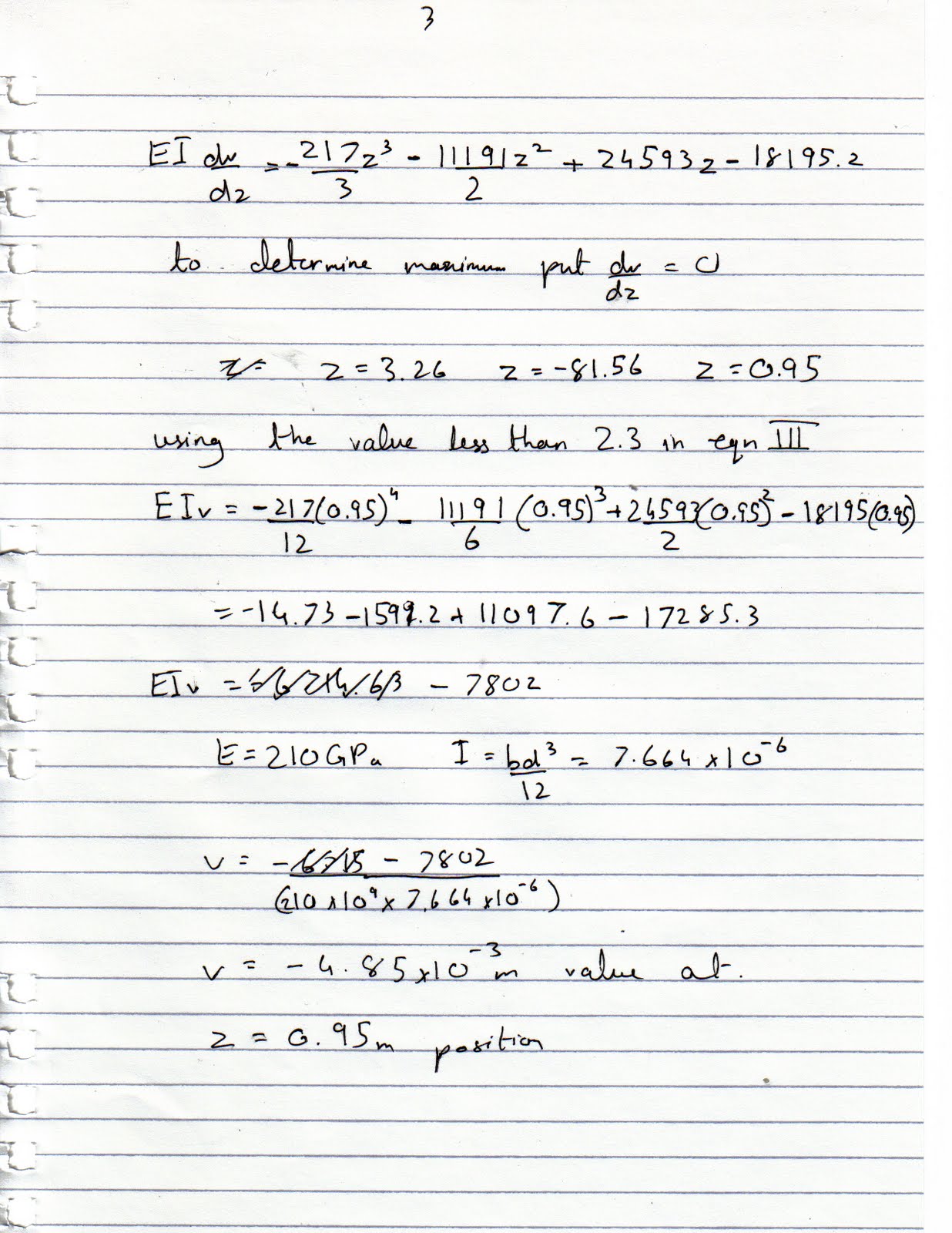 Emergency Crane Deflection Calculations