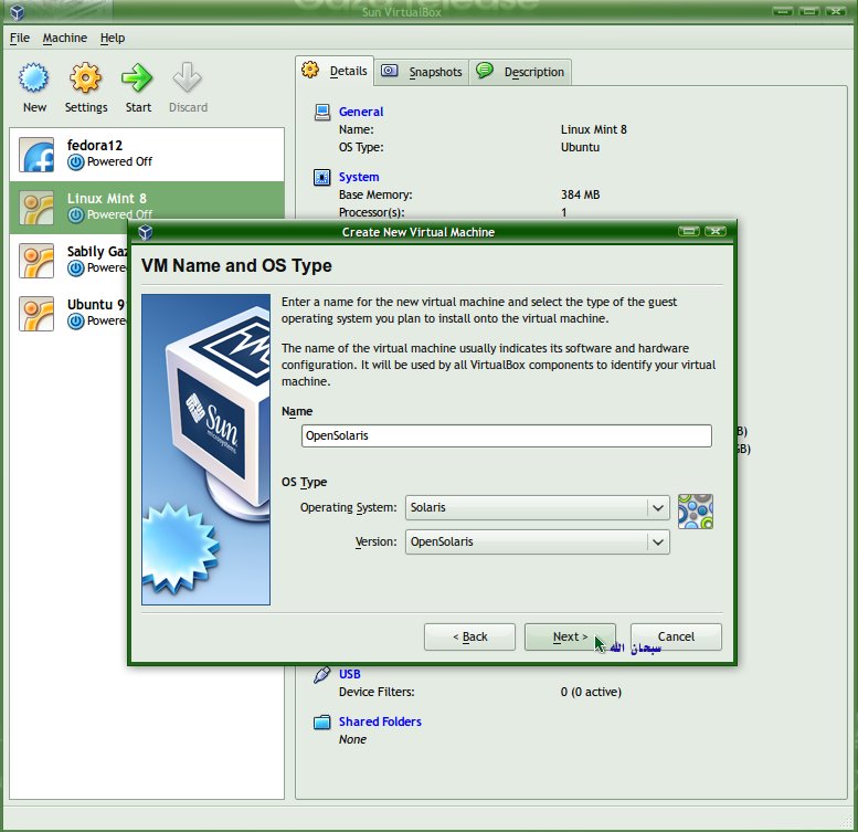 sabily blogsphere: Open Solaris Run On Linux Sabily By Virtualbox